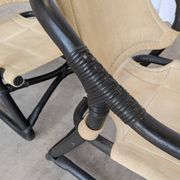 2 Vintage Espri Safari Lounge Armchairs / Rare Mid-century Black Bamboo and Beige Fabric Easy C