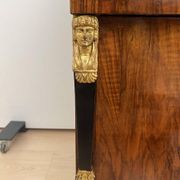 Biedermeier Chest in Walnut Veneer, Cherry, Gold Leaf & Brass, Austria, 1815
