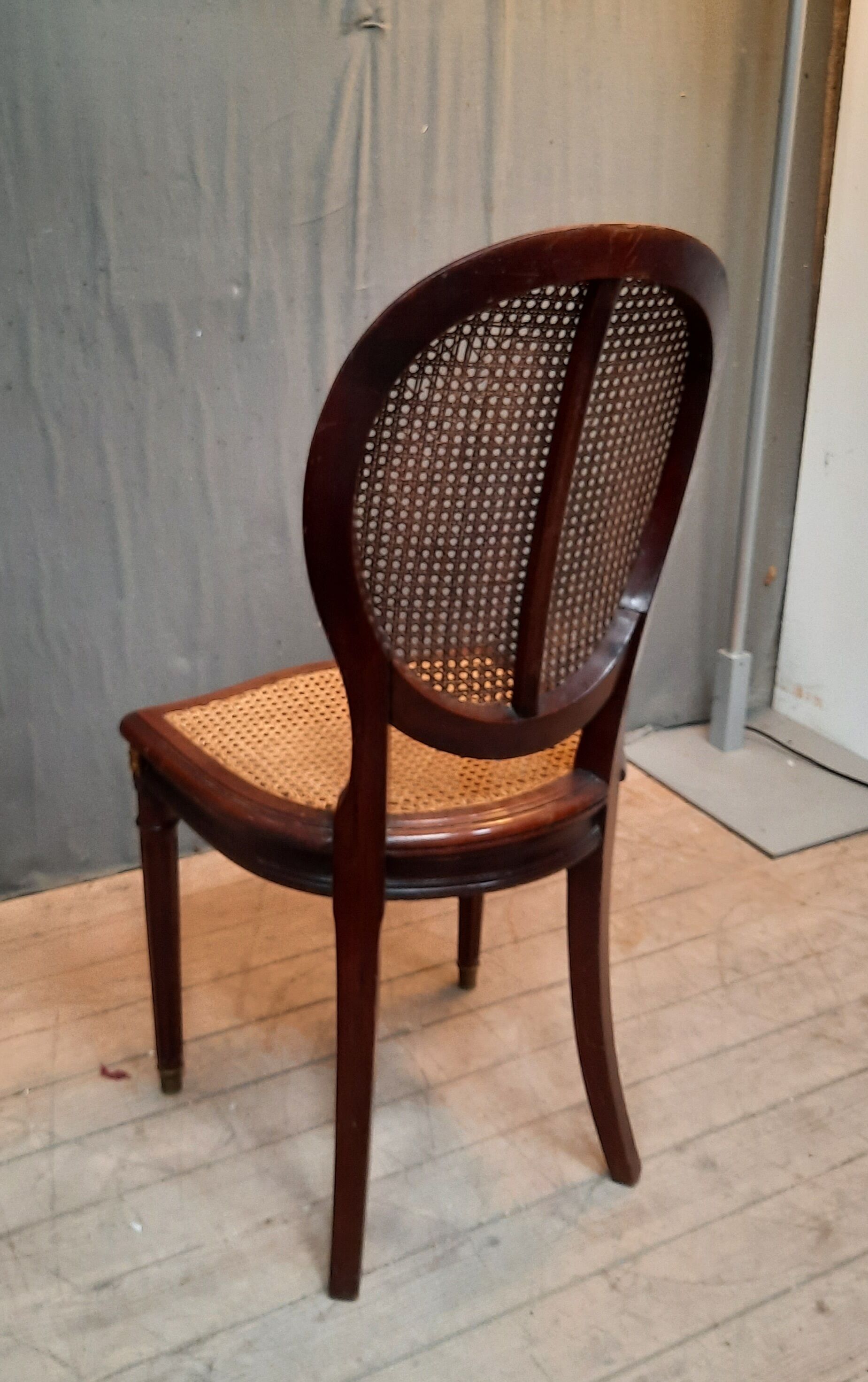 Series of 6 chairs canned Louis XVI