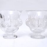 Pair of Lalique vases - dampierre model - satin molded crystal - period: 20th century