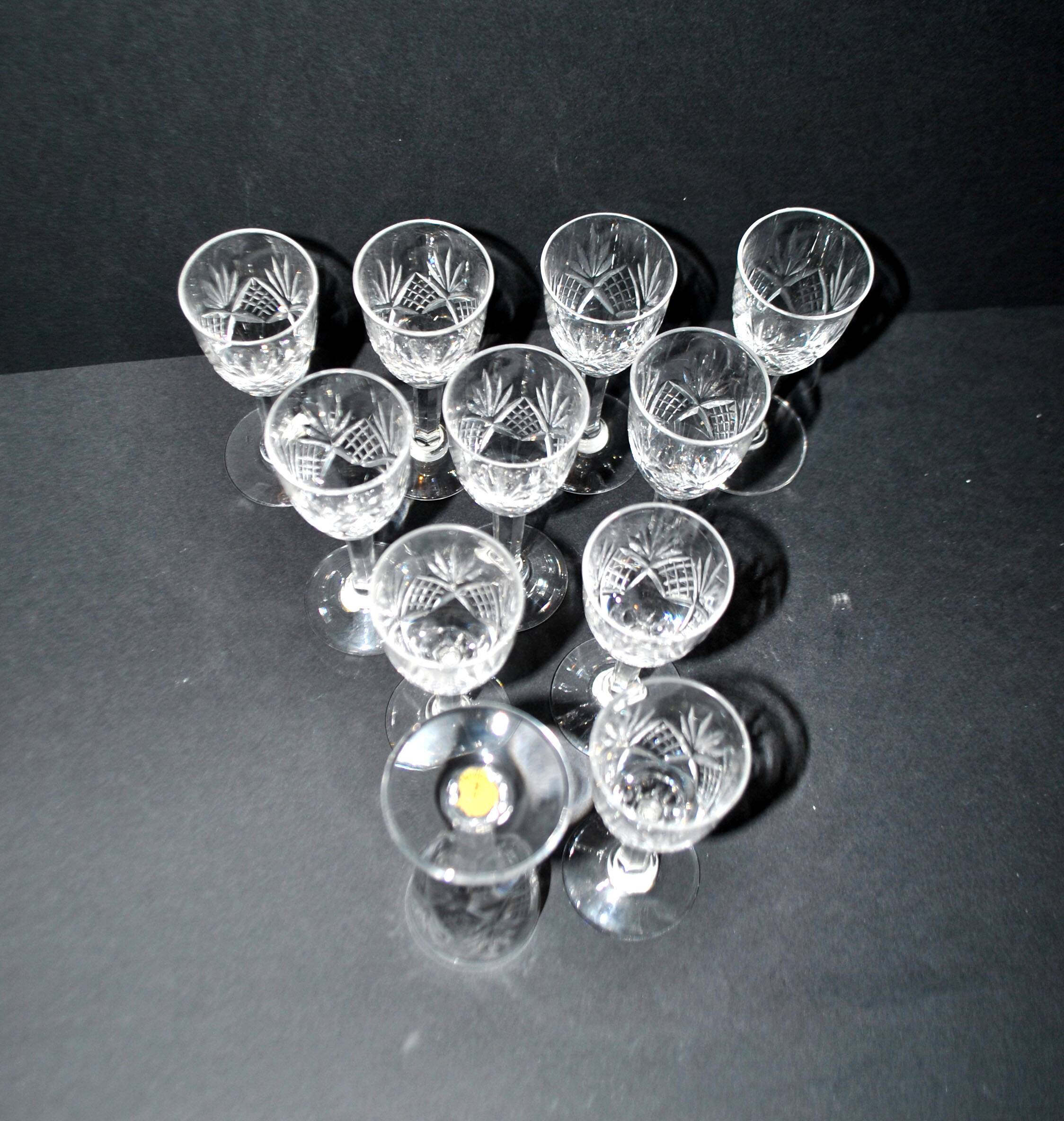 Set of 11 junon liqueur glasses cristallerie lorraine lemberg dlg chantilly saint-louis