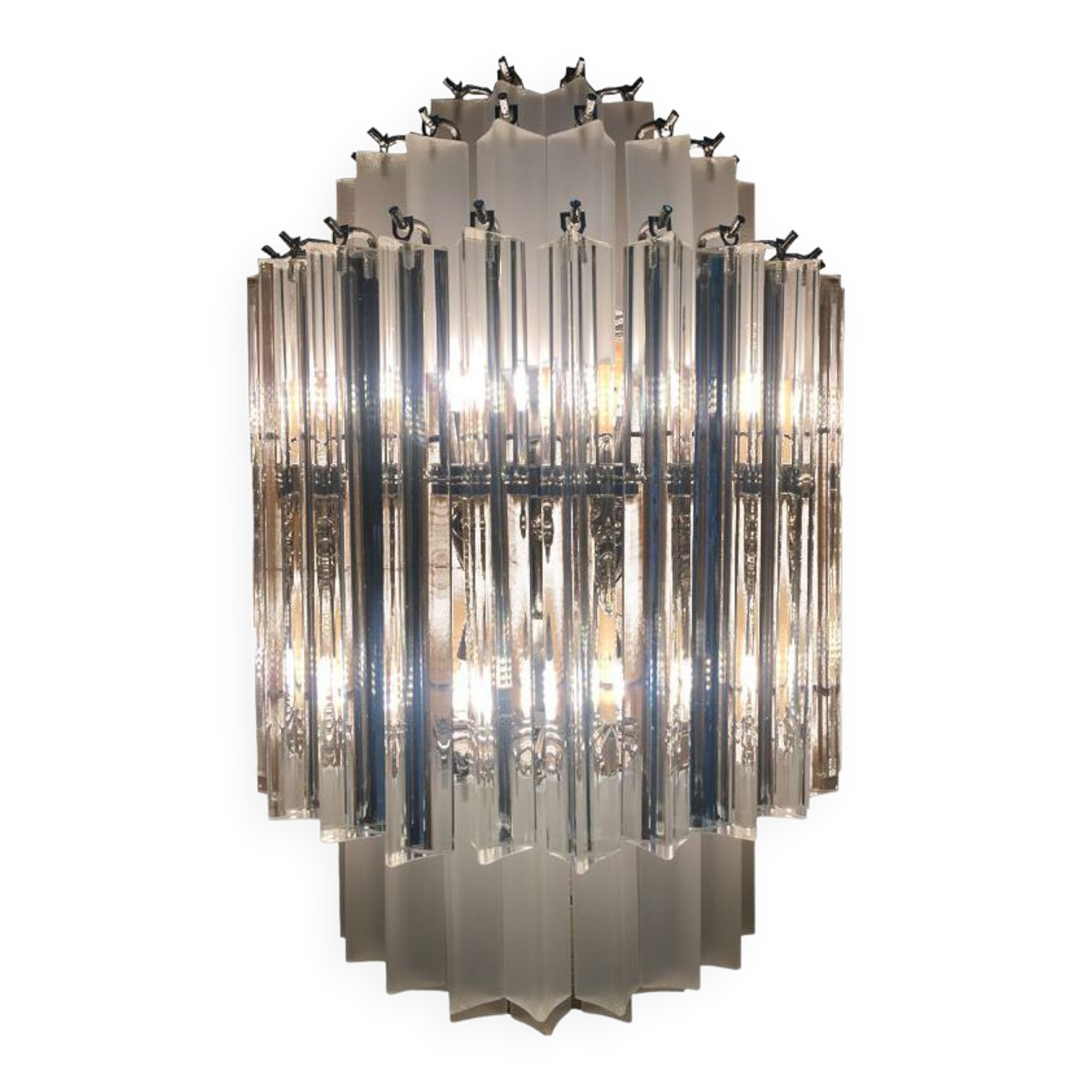Triedro clear-sandblasted murano glass wall sconce
