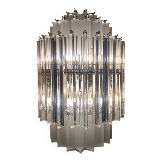 Triedro clear-sandblasted murano glass wall sconce