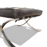 Ottoman Barcelona Original Knoll - Black Leather & Chrome - Design 1929