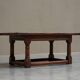 Antique solid oak coffee table in refectory style, 19th century.