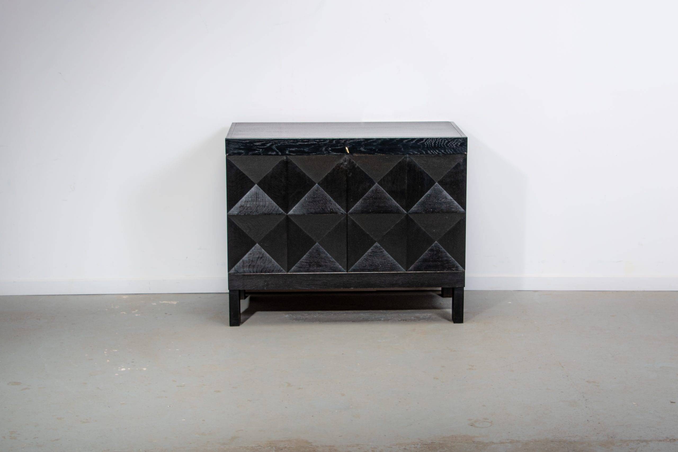 Ebonized brutalist bar cabinet by J. Batenburg for MI Belgium, 1960s