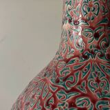 Large ceramic art vase with signed enamel interlacing