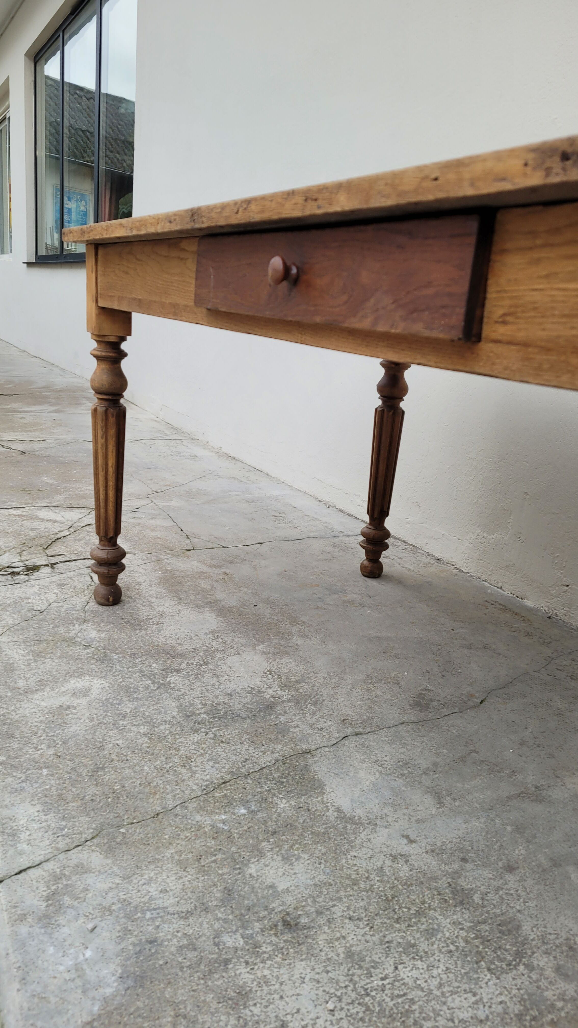 Rustic farmhouse table in solid oak Louis Philippe style -1m84