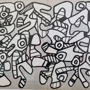 Sérigraphie d'après Jean Dubuffet encadrée sous verre 41 cm par 31 cm