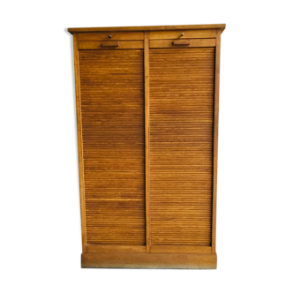 Wooden filing cabinet with double curtains - 1950