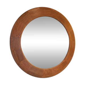 Miroir mural rond bois