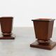 Pair large Art Deco geometric square oak planters, France 1930s