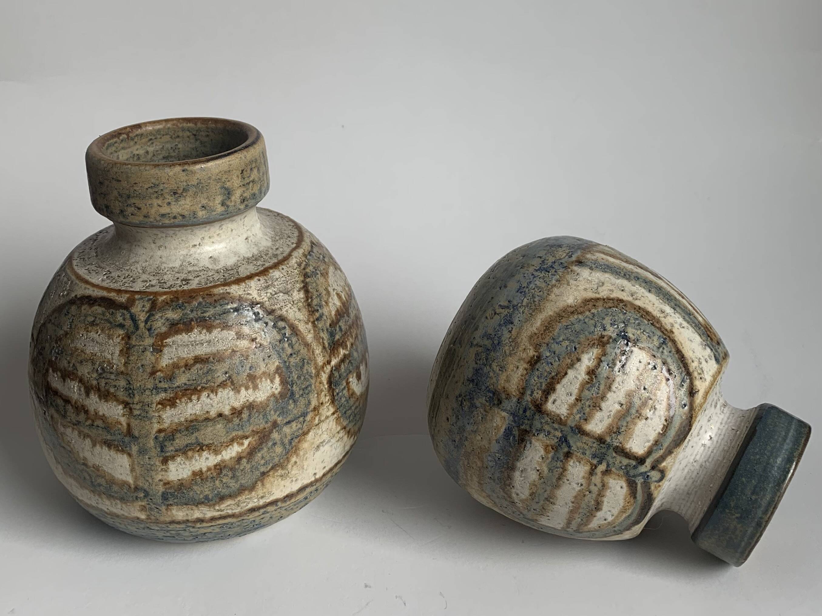 Set of 2 Mid-Century Danish Ceramic Studio Vase from Søholm, 1960s