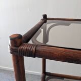 Bamboo and smoked glass shelf from the 60s and 70s