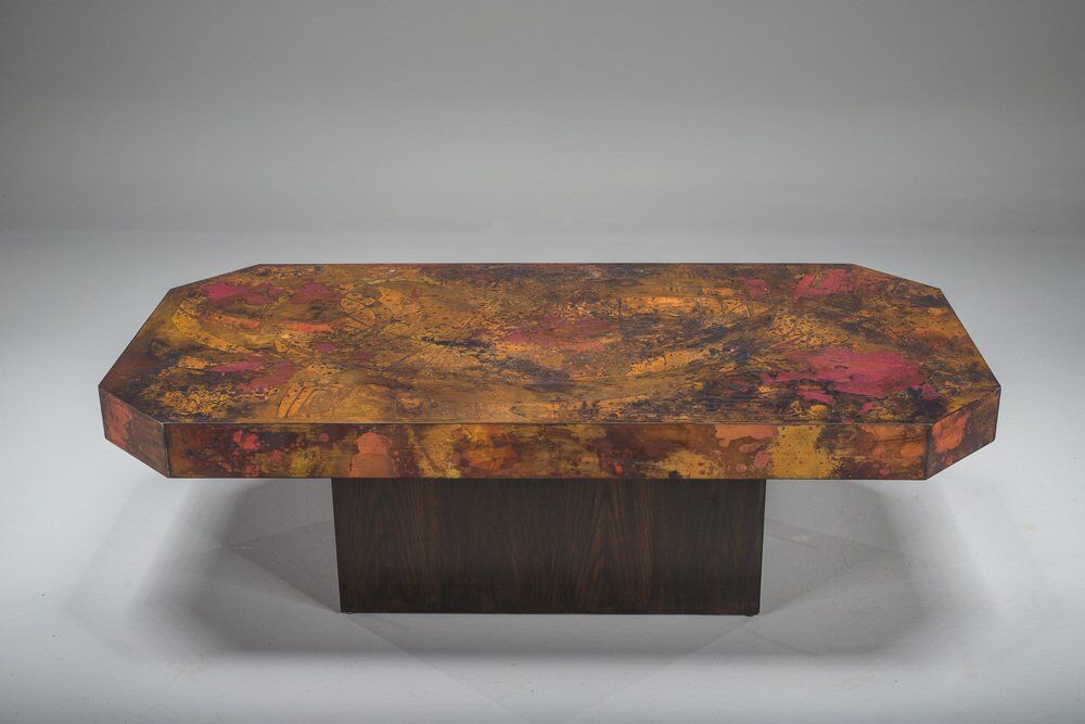 Vintage copper coffee table by Bernhard Rohne, 1970s