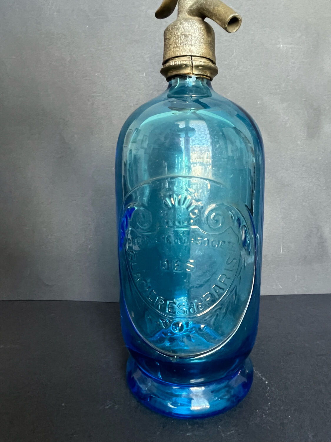 Old blue glass siphon