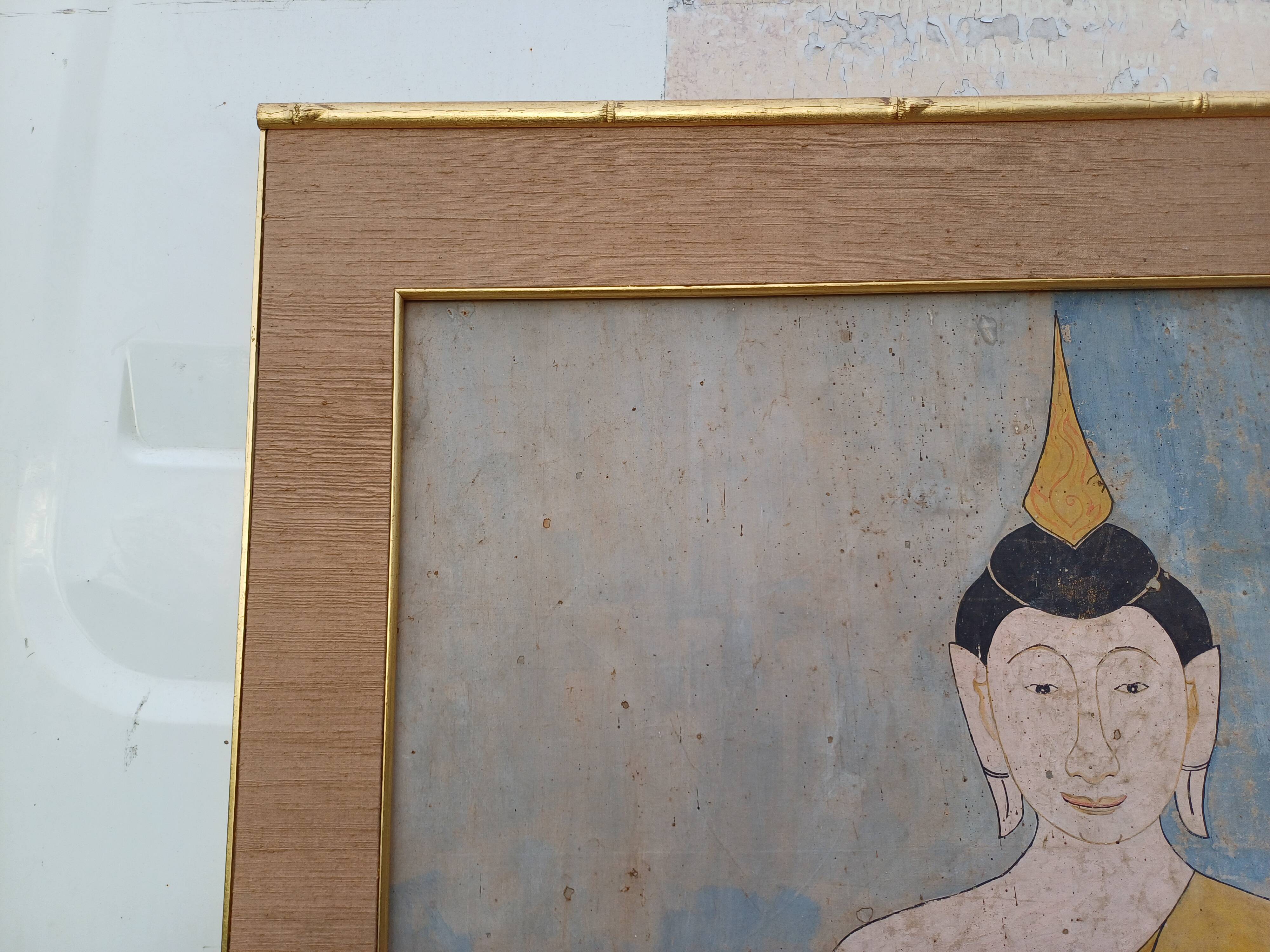 19th Century Silk Painting Buddha Thailand
