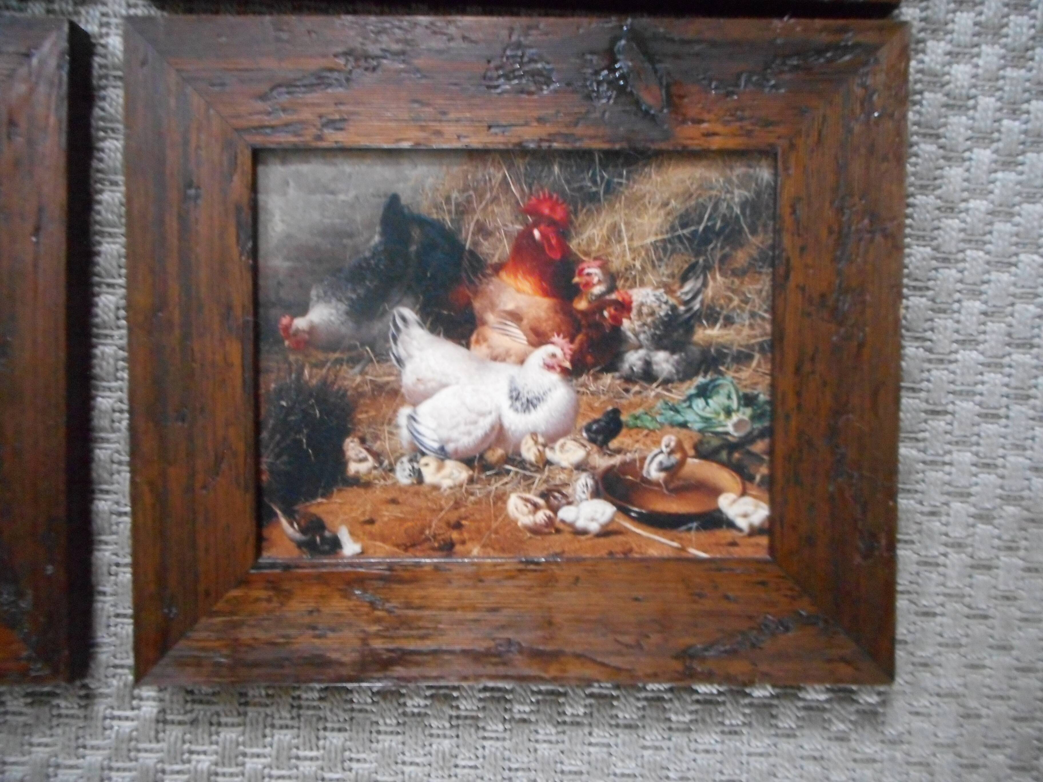 6 oleograph painting Brokkpace Cows Hens Pigs
