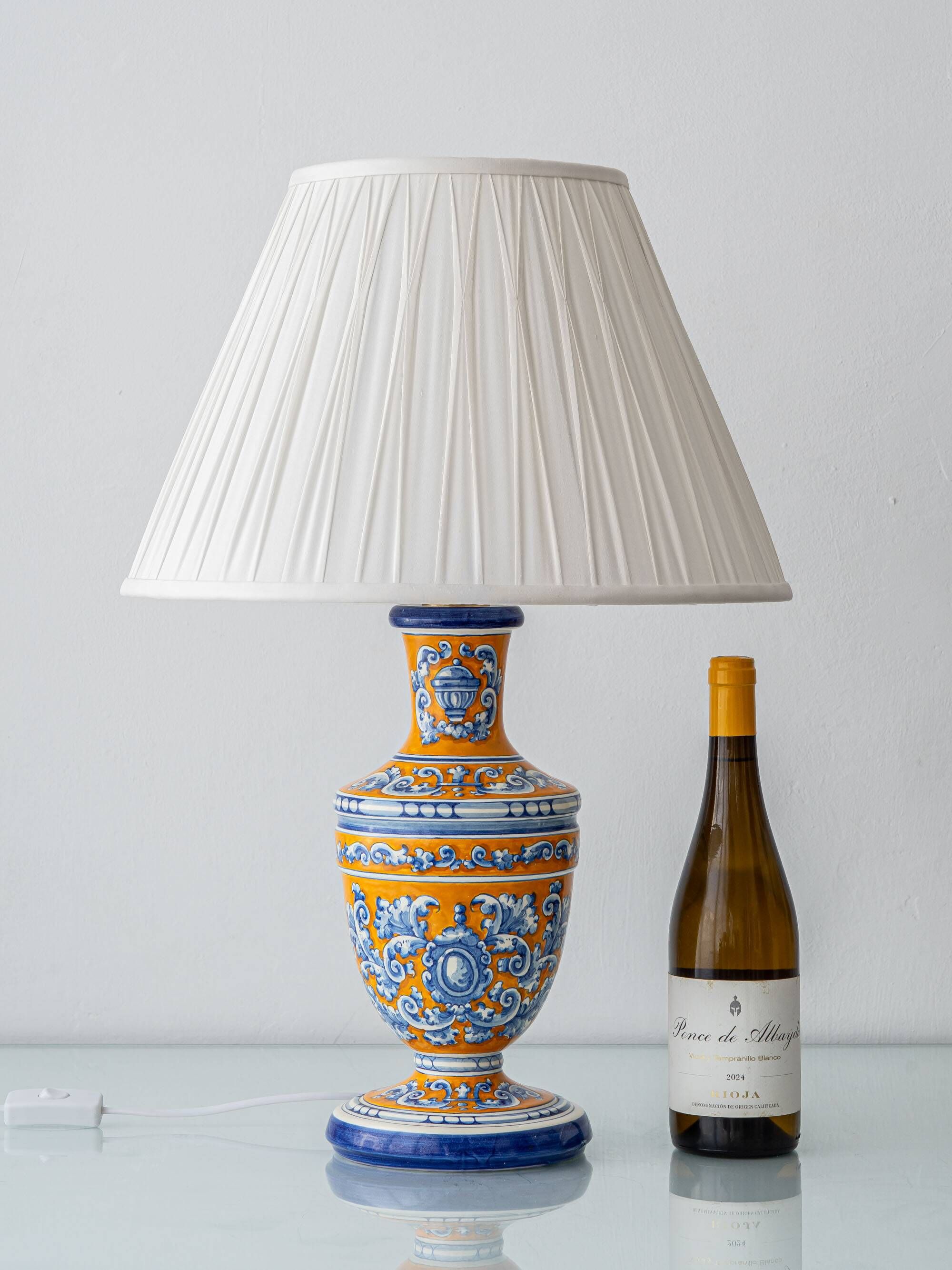 Vintage Talavera Table Lamp, Hand-Painted Ceramic, Spain