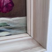 Vintage original floral rose oil painting, signed flower art
