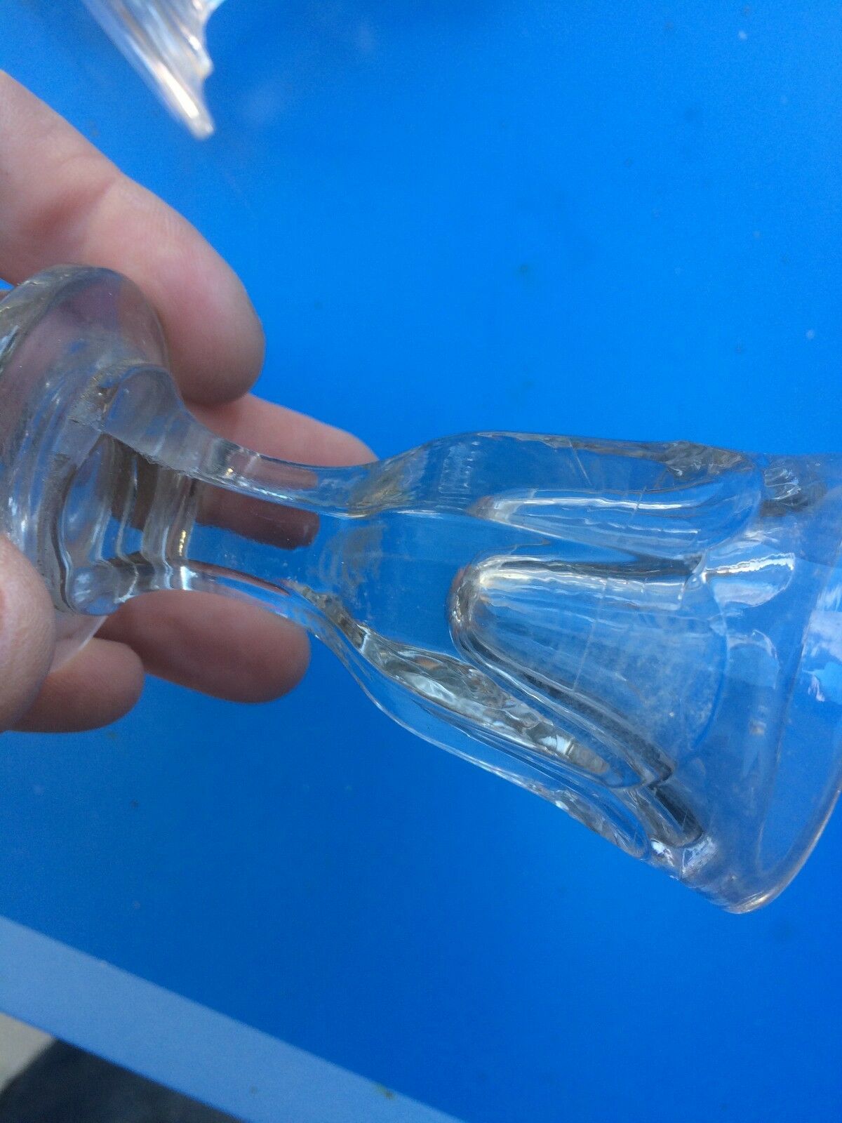 Lot of 4 small glass on foot faceted 18th century era