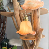 Vintage pink glass paste tulip lamp