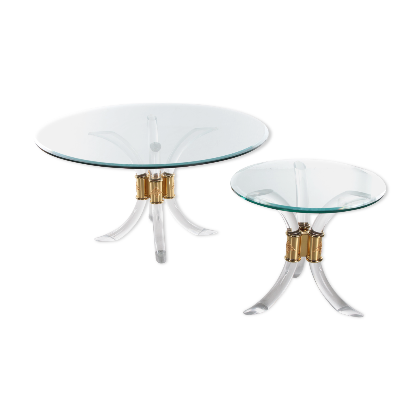 Hollywood regency coffee table with plexiglas side table, 1970 italy