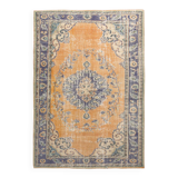 6x9 Pumpink Orange & Blue Classic Turkish Area Rug, 187x271Cm