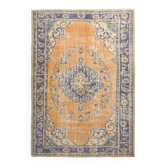 6x9 Pumpink Orange & Blue Classic Turkish Area Rug, 187x271Cm
