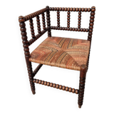 Turned wood corner chair