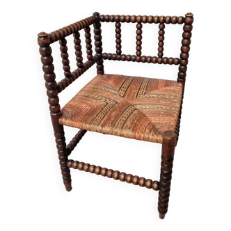 Turned wood corner chair