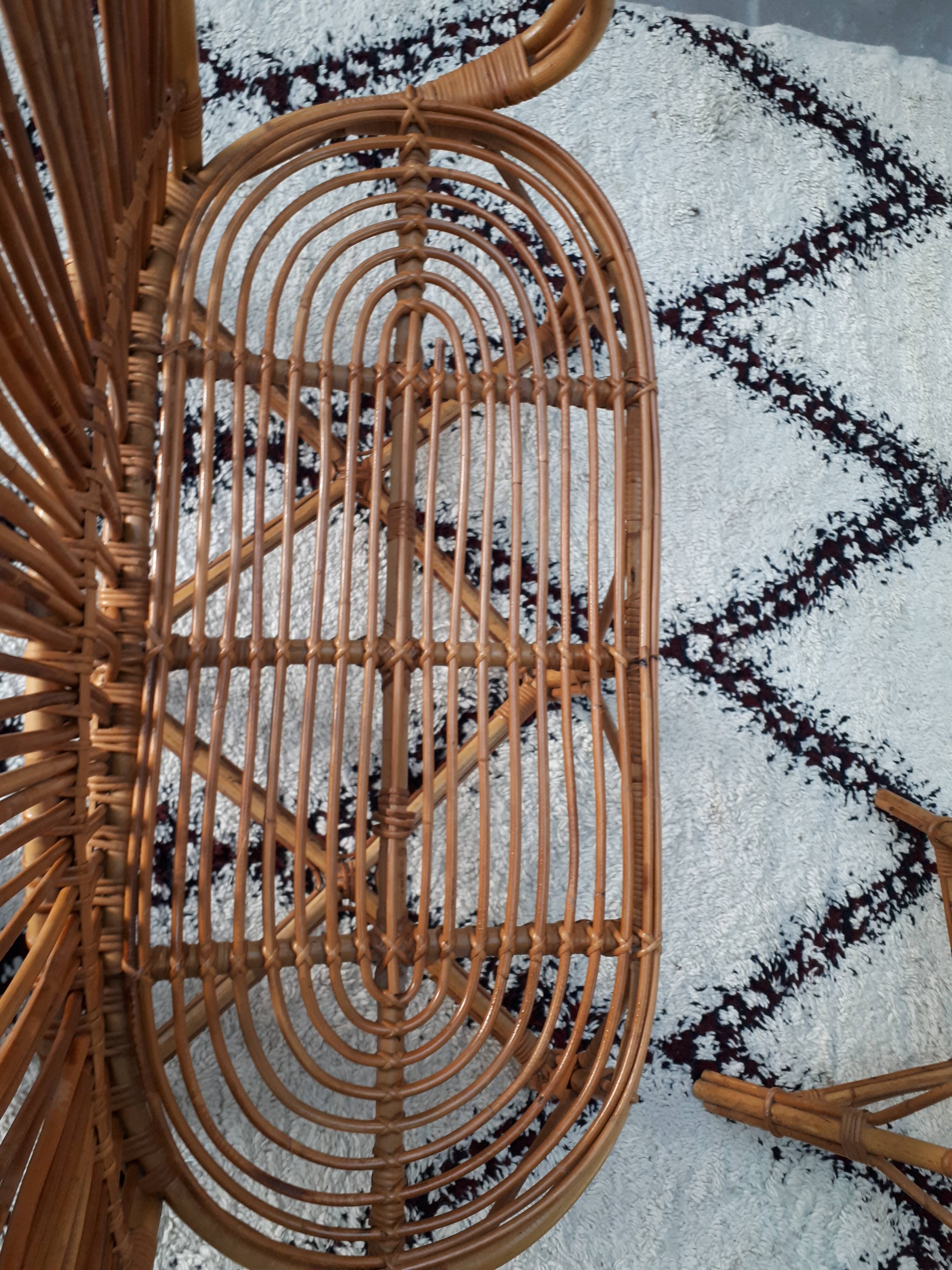Rattan bench from the 1960s
