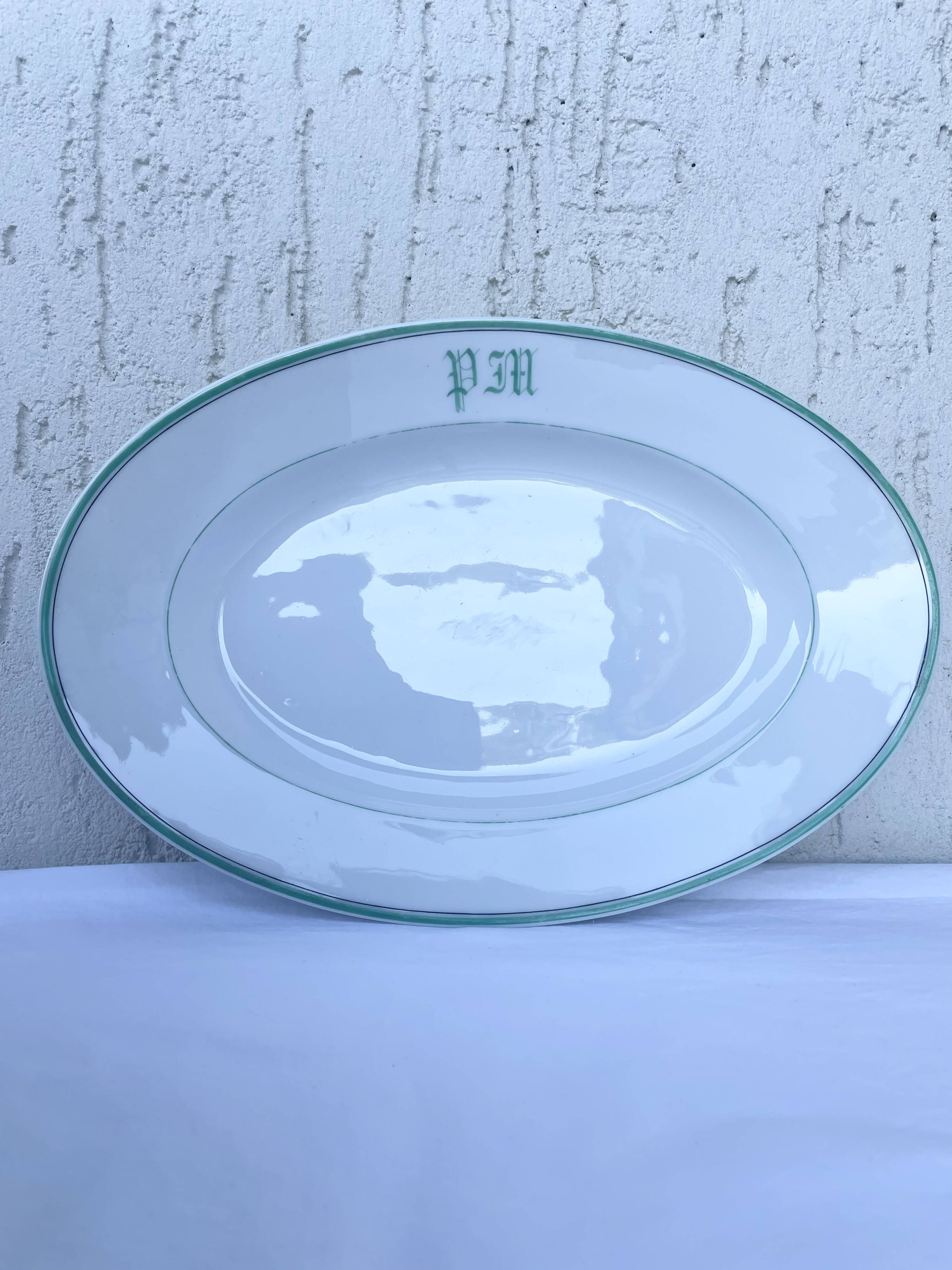Antique oval plate monogram