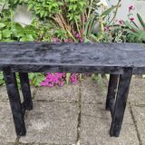 Shou sugi ban burnt wood console workbench