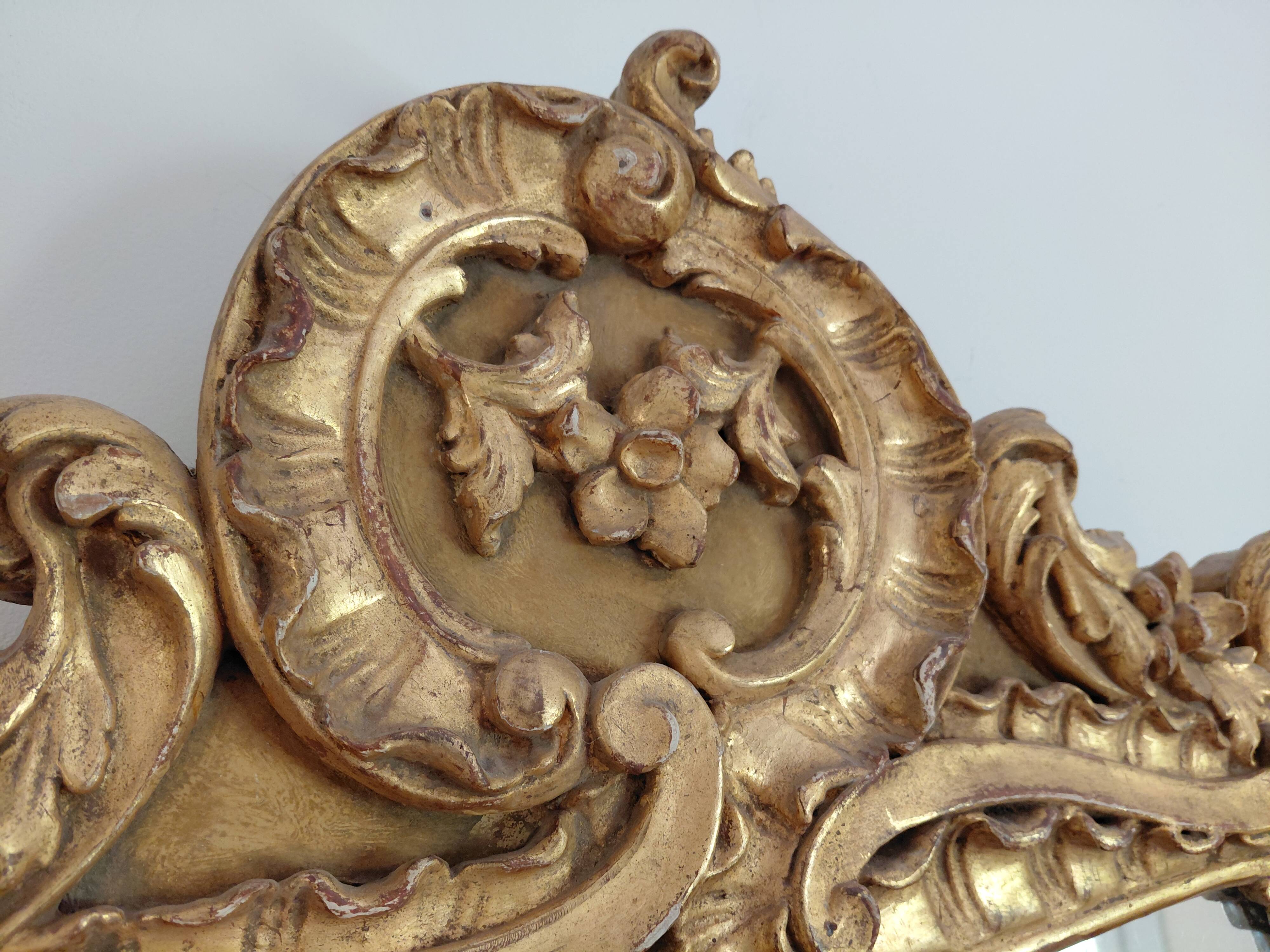 19th-century gilded wooden mirror
