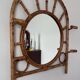 Miroir porte-manteau en bambou années 60