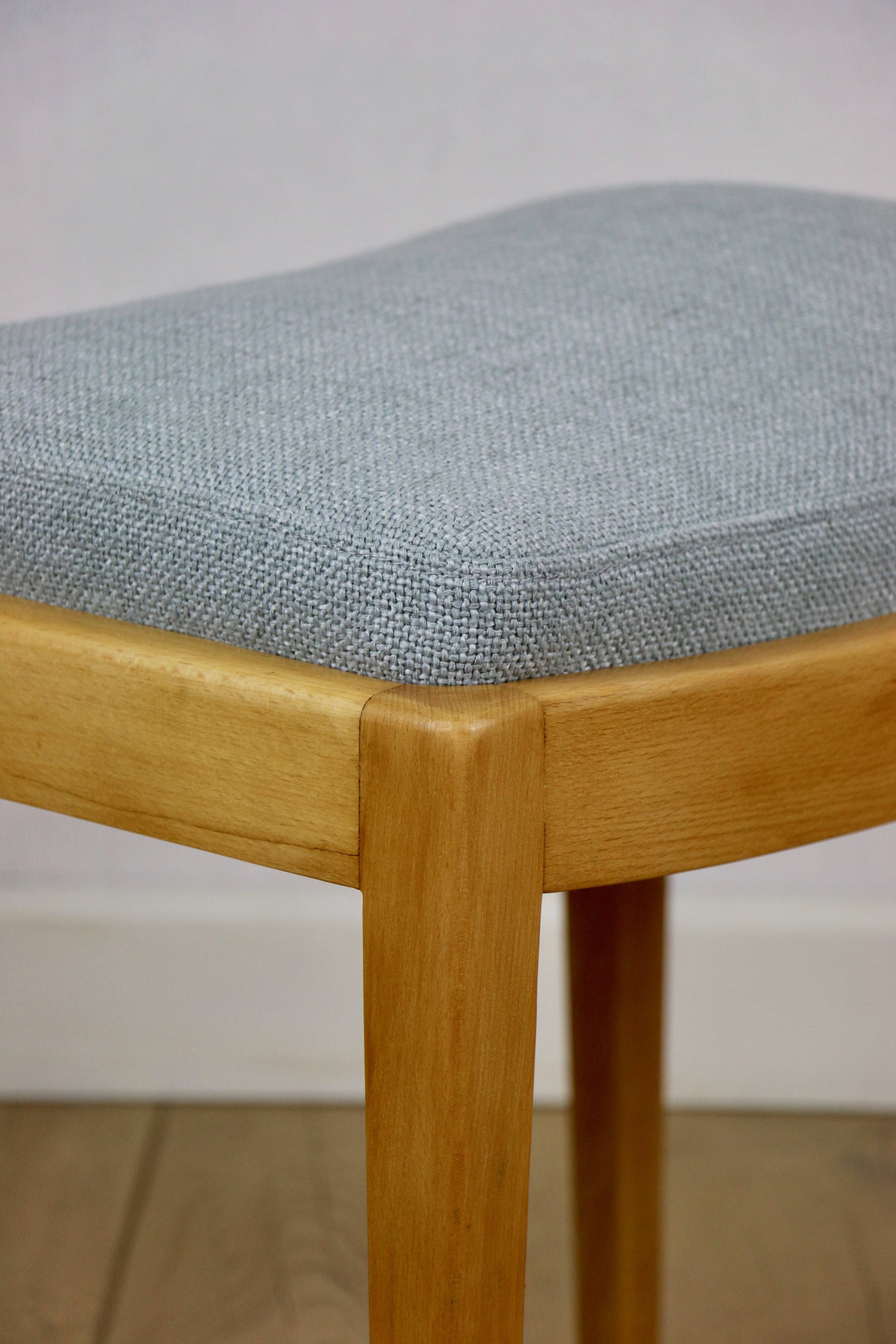 Stool seat light blue natural fabric Art Deco - 2 pieces available