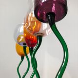 Set of 5 colored blown glass tulip glasses