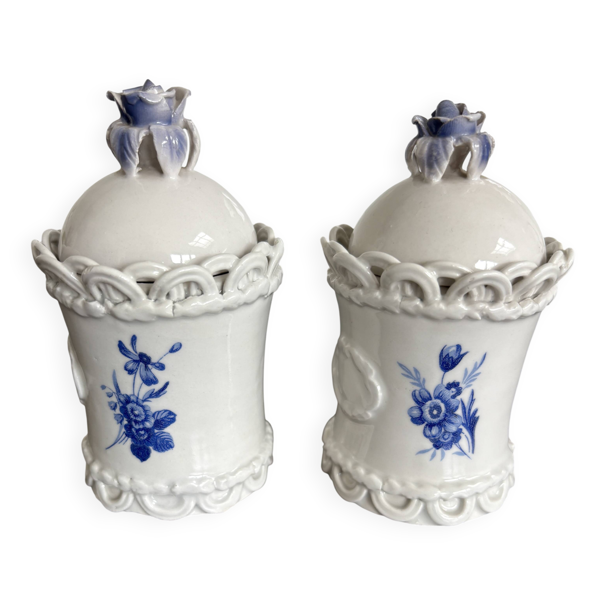 2 small porcelain pots from Capodimonte