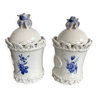 2 small porcelain pots from Capodimonte