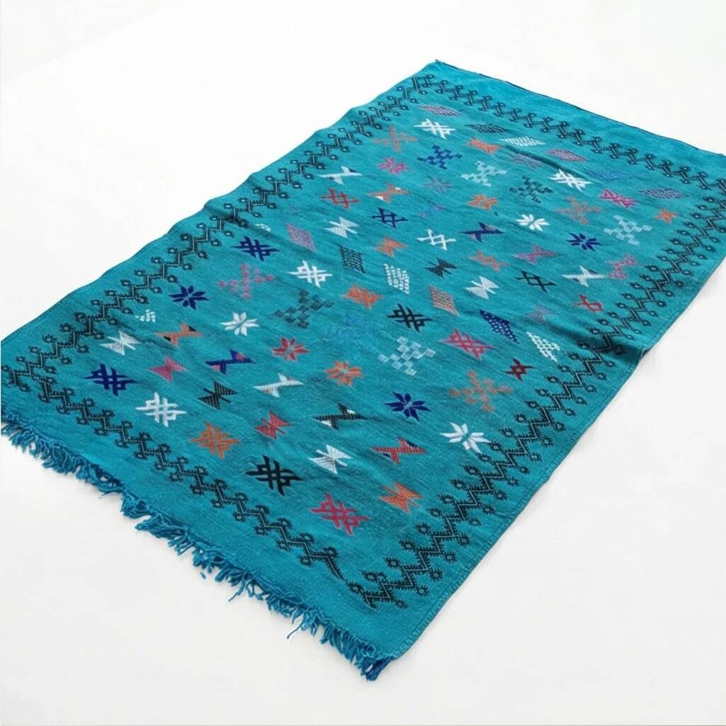 Tapis berbère turquoise Sabra