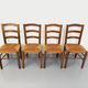 Set of 4 vintage brutalist chairs in wood and straw from the 60s