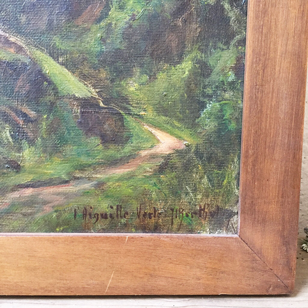 Old oil canvas turned it green 43 x 54cm