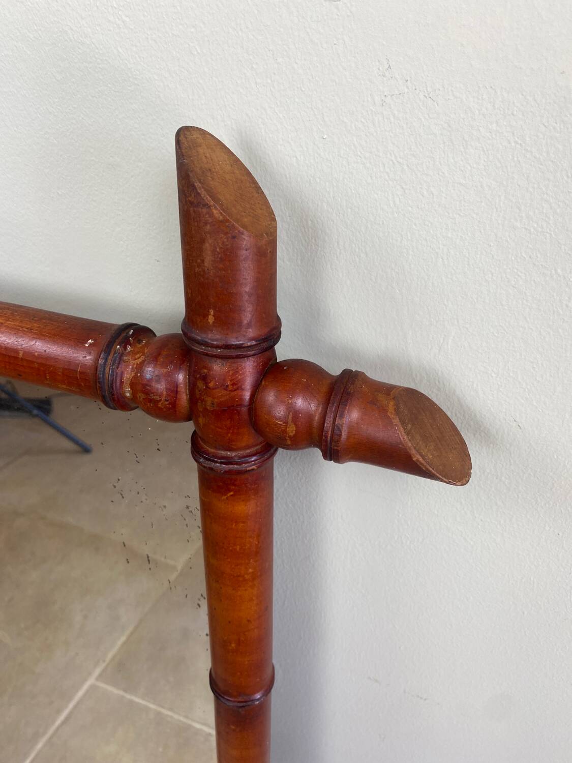 Antique turned wooden mirror