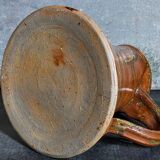Pottery pitcher of La Borne in glazed stoneware art populaire