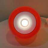 Red Opaline Glass Pendant Light 1970 Space Age Ceiling Lamp Free Form Orange
