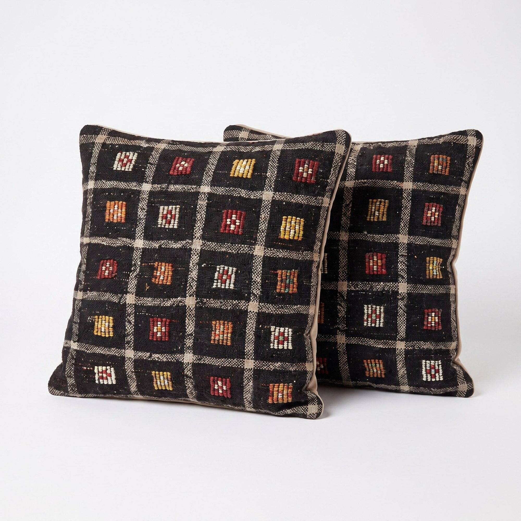 Set of 2 vintage kilim cushion covers 61x61 cm