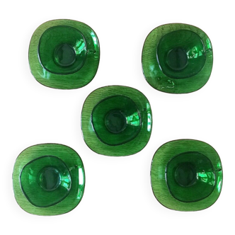 Service à café transparent coloris vert vereco vintage
