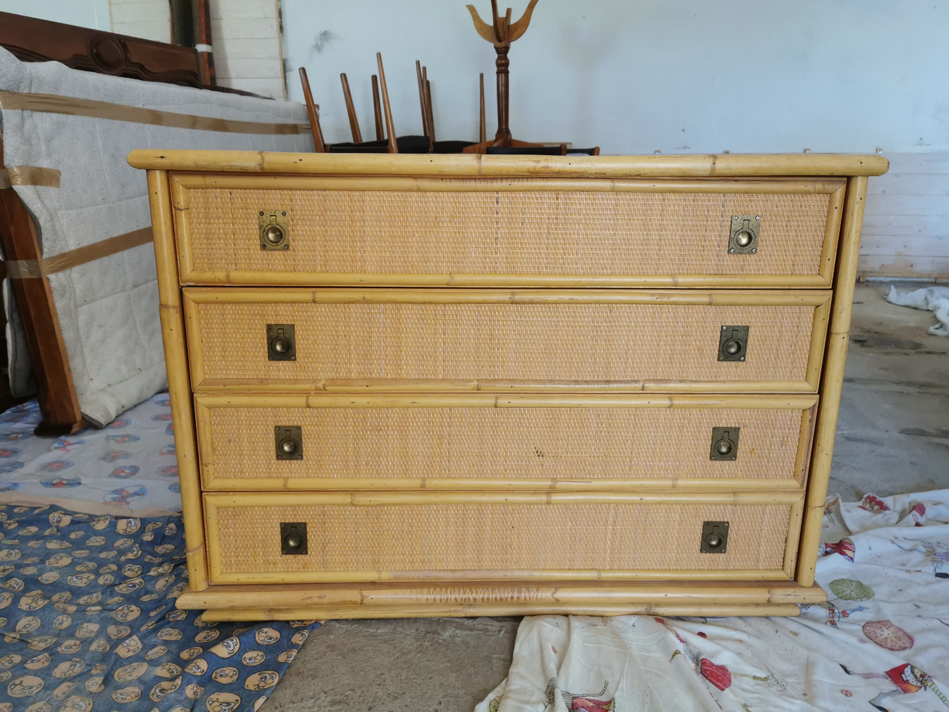 Dal Vera rattan and bamboo commodus circa 1960