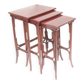 Table Gigognes Thonet XXe Hêtre teinté